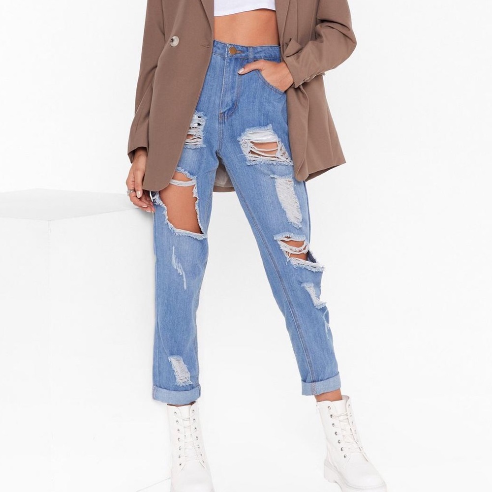 Nasty Gal High Waisted Ripped Jeans